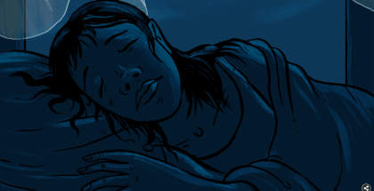 Sleeping girl on pillow.