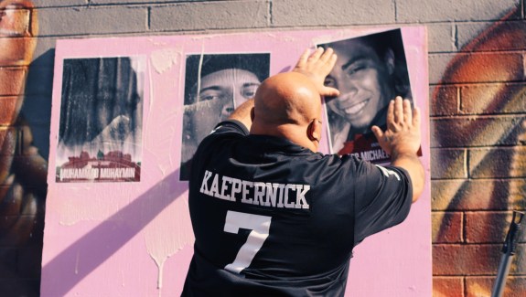 Roland Harris at a memorial to victims of Phoenix police violence.